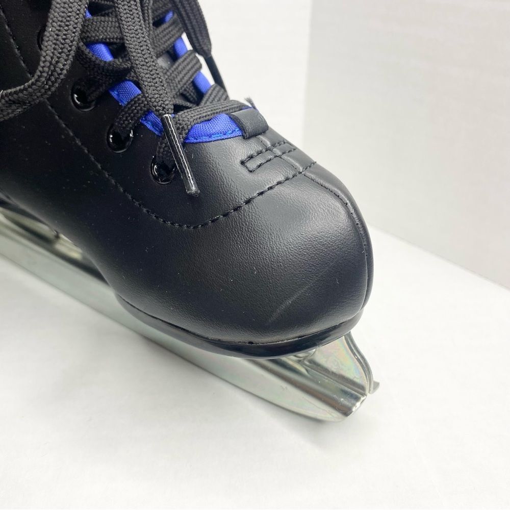 American Athletic Youth Boys Size 8 Chillin Double Runner Ice Skates Black Blue - Picture 4 of 13